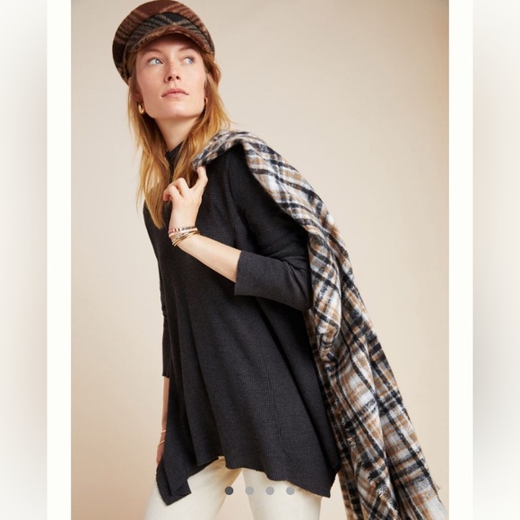 Anthropologie | T.La Sloane Thermal Tunic Carbon Grey Size L - Picture 1 of 9